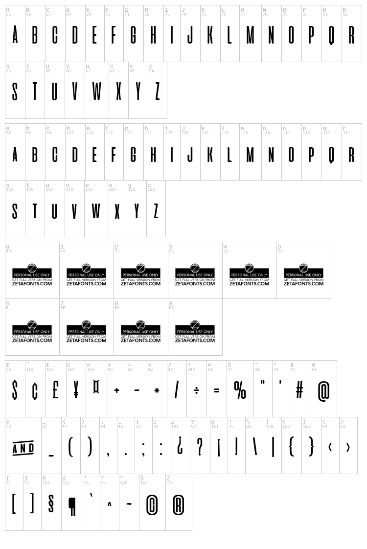 Aliens And Cows font map